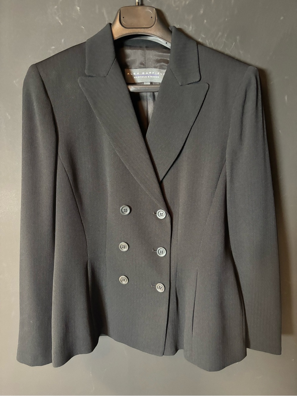 Garfield & Marks Vtg Dark Charcoal Grey/Black Double Breasted Blazer-Size 6